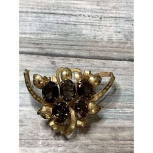 topaz gold vermeil brooch cluster Vintage Beautiful Estate